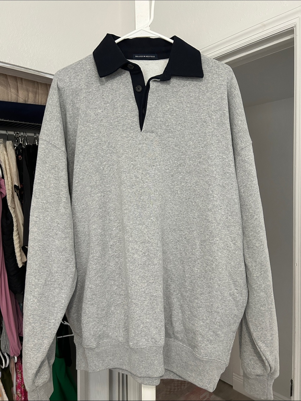 NWOT Brandy Melville Grey Collared Crewneck